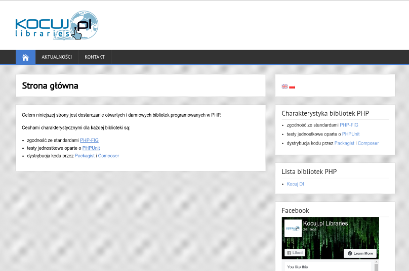 Zrzut ekranu strony internetowej "Biblioteki kocuj.pl"