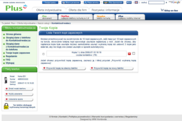 Zrzut ekranu portalu usługowego "Kontaktoutrwalacz"